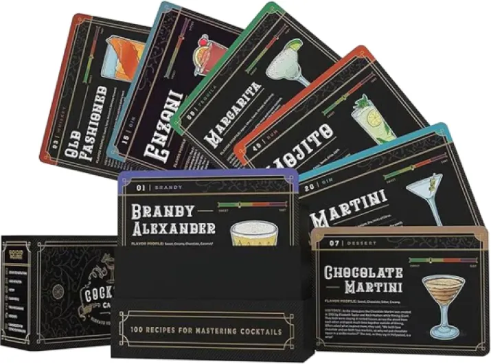 Cartes de cocktail, cartes de recettes pour boissons - Cartes de recettes pour cocktail - Guide de barbe avec instructions étape par étape pour les fêtes à la maison, les débutants et les