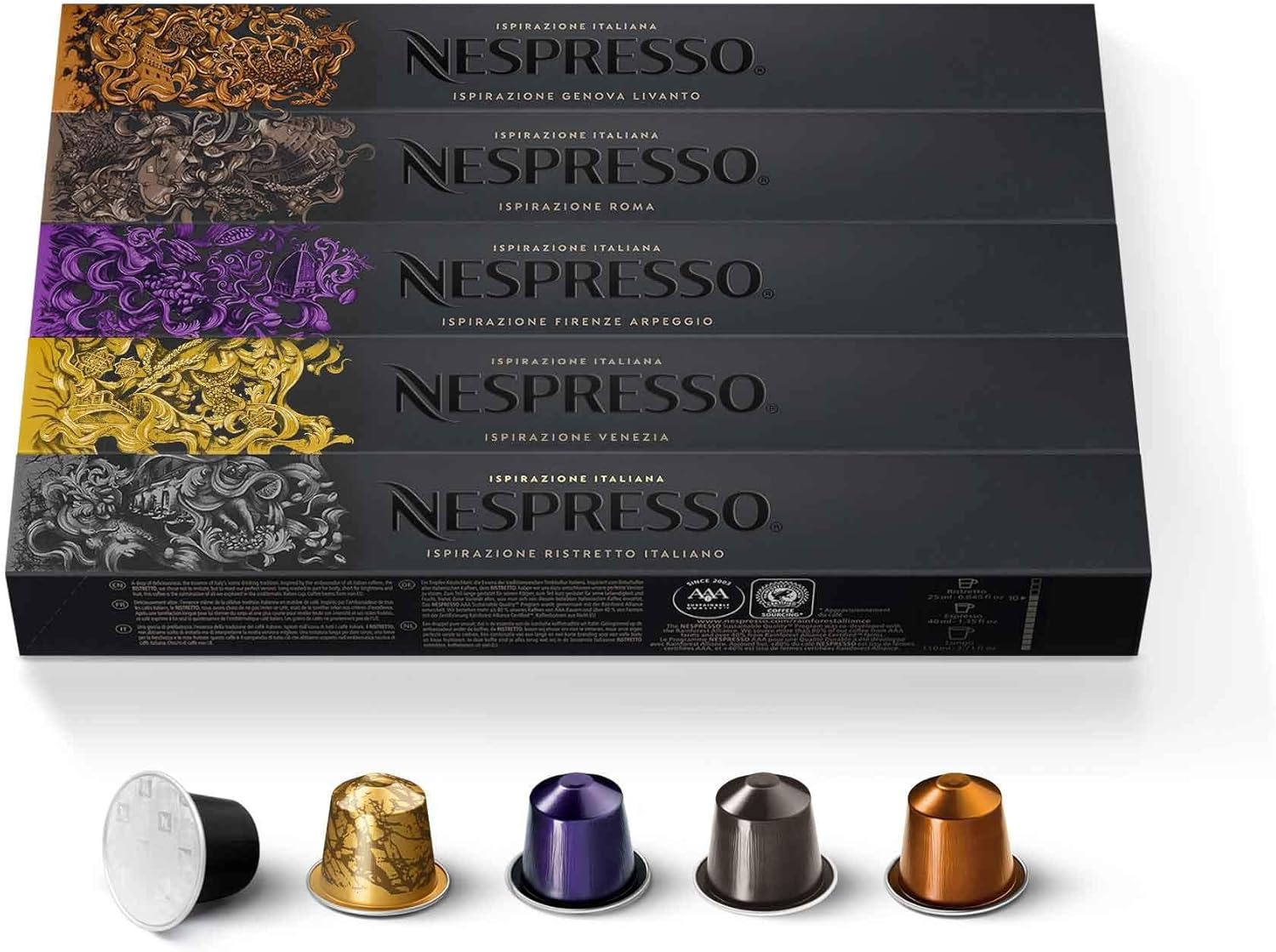 Original - Bundle Ispirazione Italiana 50 Capsules de café - 10x Venezia, 10x Ristretto, 10x Arpeggio, 10x Roma, 10x Livanto Assortiment Ispirazione Italiana 1 unité (Lot de 50)
