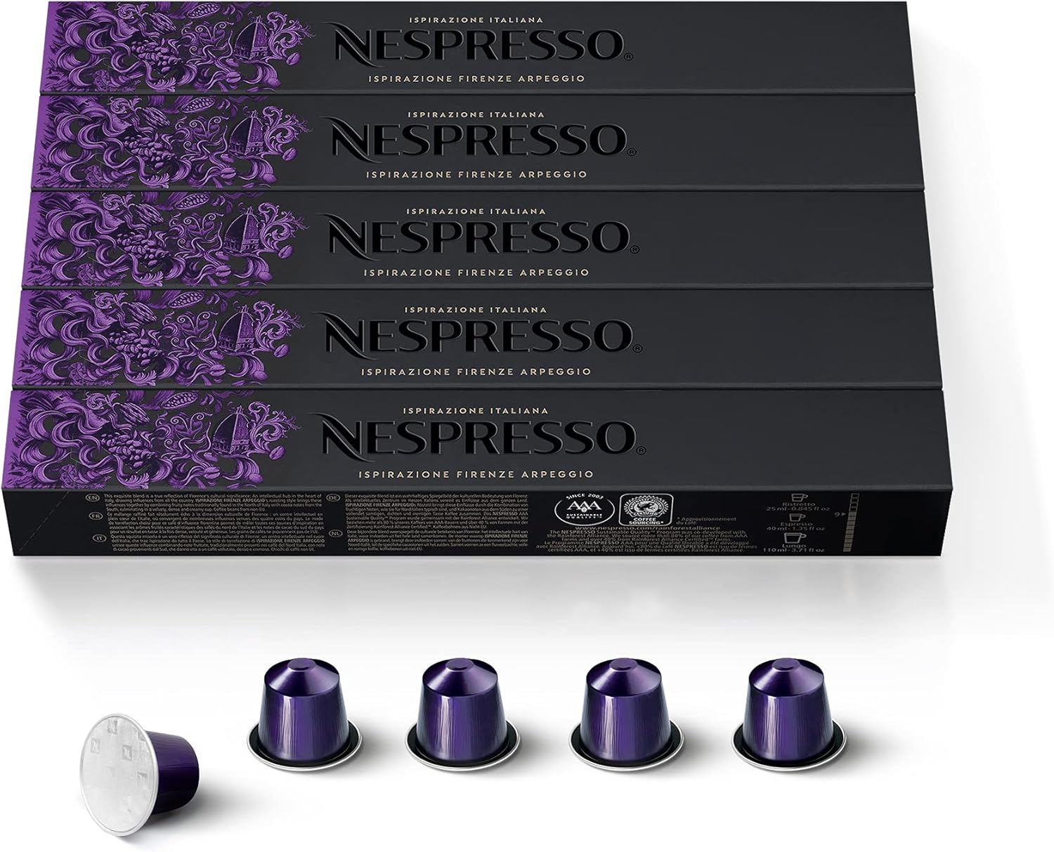 Original – Bundle 50 Capsules de Café Arpeggio – Intensité 9 – Pour Ristretto & Espresso – (5 étuis de 10) Arpeggio 1 unité (Lot de 50)