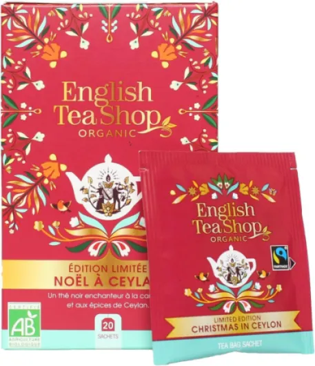 Thé de Noël à Ceylan biologique épicé à la cannelle - Boîte de 20 sachets - Cadeau moins de 10 euros