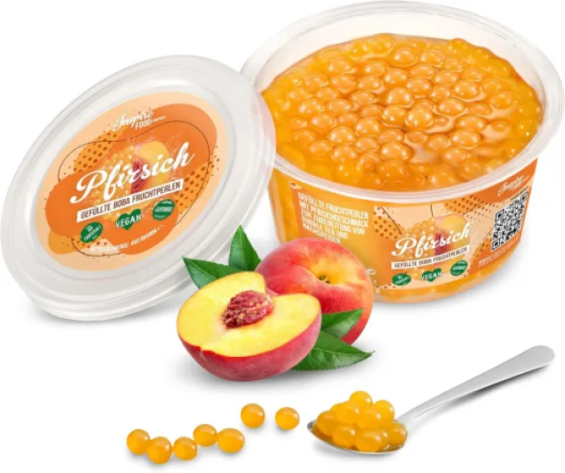 INSPIRE FOOD Bubble Tea Perles Pêche - Bubble tea, perle de tapioca pour bubble tea - 100% vegan et sans gluten, sans colorant artificiel, 450 grammes Pêche 450 g (Lot de 1)