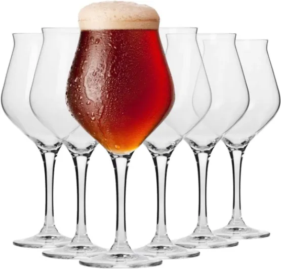 Verres tulipe à bière (dégustation) - Lot de 6 - 420 ml - Collection Avant-garde - Idéal pour la maison et les fêtes - Compatible lave-vaisselle - Cristal sans plomb Bière 420ml (Ensemble de 6)