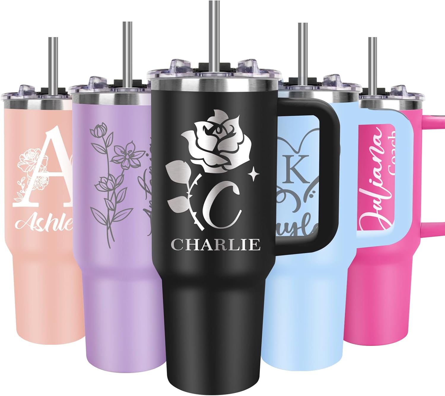 40oz Gobelet Personnalisé avec Poignée Texte Nom 1135ml Mug Isotherme Personnalisable Avec Prénom Cadeaux pour Femme Maman Papa et Amis Anniversaire (NAME)