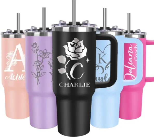 40oz Gobelet Personnalisé avec Poignée Texte Nom 1135ml Mug Isotherme Personnalisable Avec Prénom Cadeaux pour Femme Maman Papa et Amis Anniversaire (NAME)