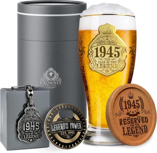 1945 Cadeau 80 Ans Homme Verres À Bière 570 ml Personnalisé Décoration Anniversaire Original