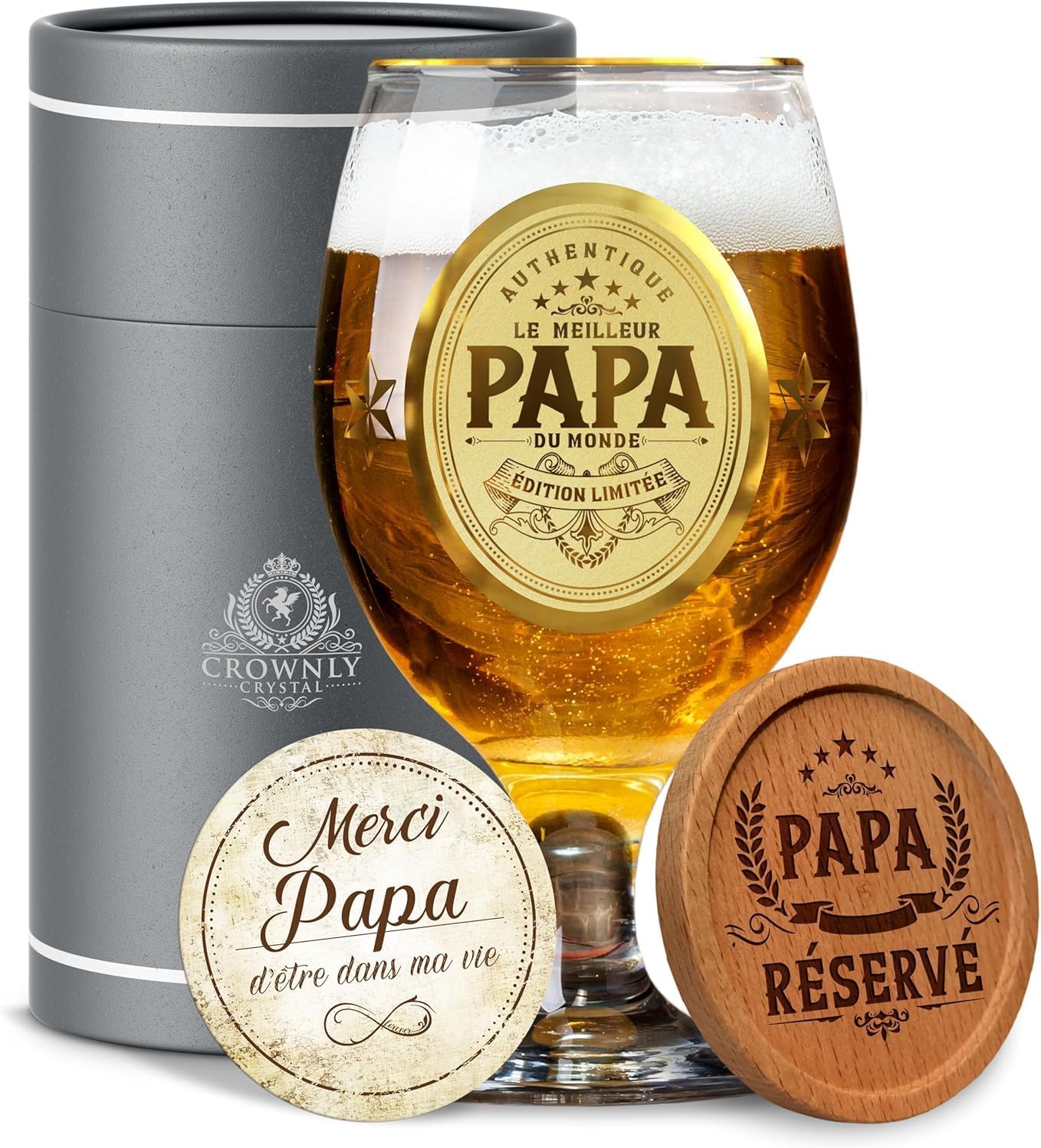 Verre à Bière Personnalisé Cadeau Papa Annonce Grossesse Meilleur Papa Anniversaire Homme Original