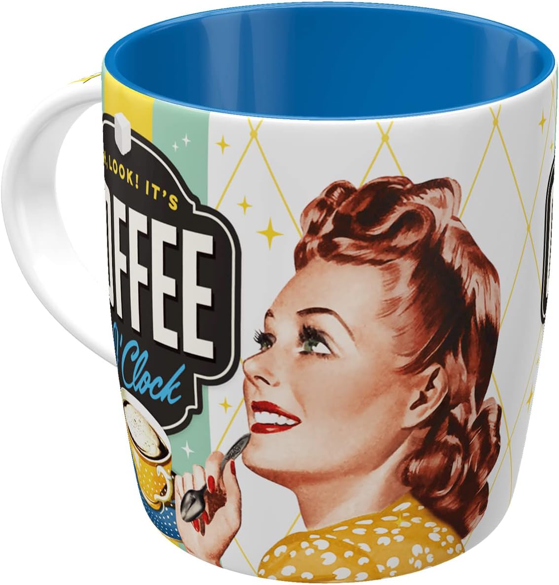 Nostalgic-Art Tasse à café rétro, Coffee O' Clock – Idée de Cadeau pour nostalgiques, en céramique, Design Vintage Amusant avec Une Citation, 330 ML