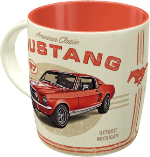 Nostalgic-Art Tasse à café rétro, Ford Mustang – GT 1967 Red – Idée de cadeau pour fans de voitures, en céramique, Design vintage, 330 ml