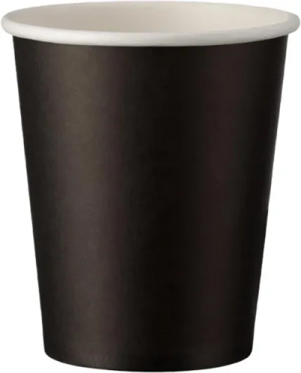 Intertan Q531002M Lot de 50 gobelets en papier à paroi simple Noir Diamètre 80 mm Capacité 200 ml