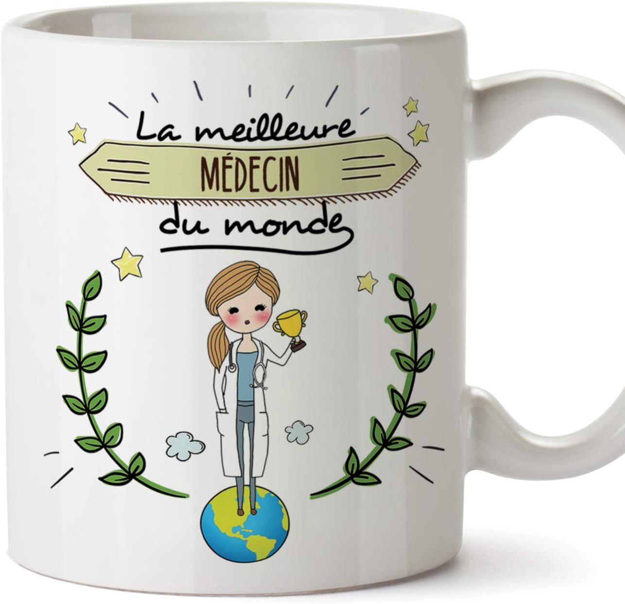 Médecin Tasses Originales de café et Petit-déjeuner à Donner Travailleurs Professionnels - La Meilleure Médecin du Monde - Céramique 350 ML