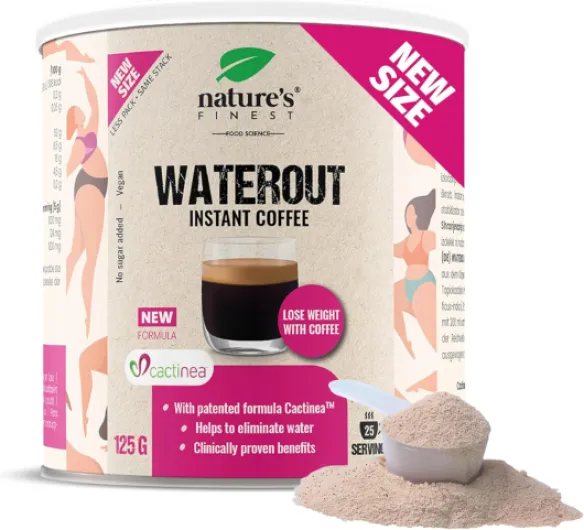 Nature's Finest WaterOut Coffee - Café Bio Instantané à l’Arabica & Cactinea - Énergie Naturelle & Confort Digestif - Café Gourmet Instantané aux Plantes - 100% Naturel et Raffiné Sans saveur 125 g (Lot de 1)