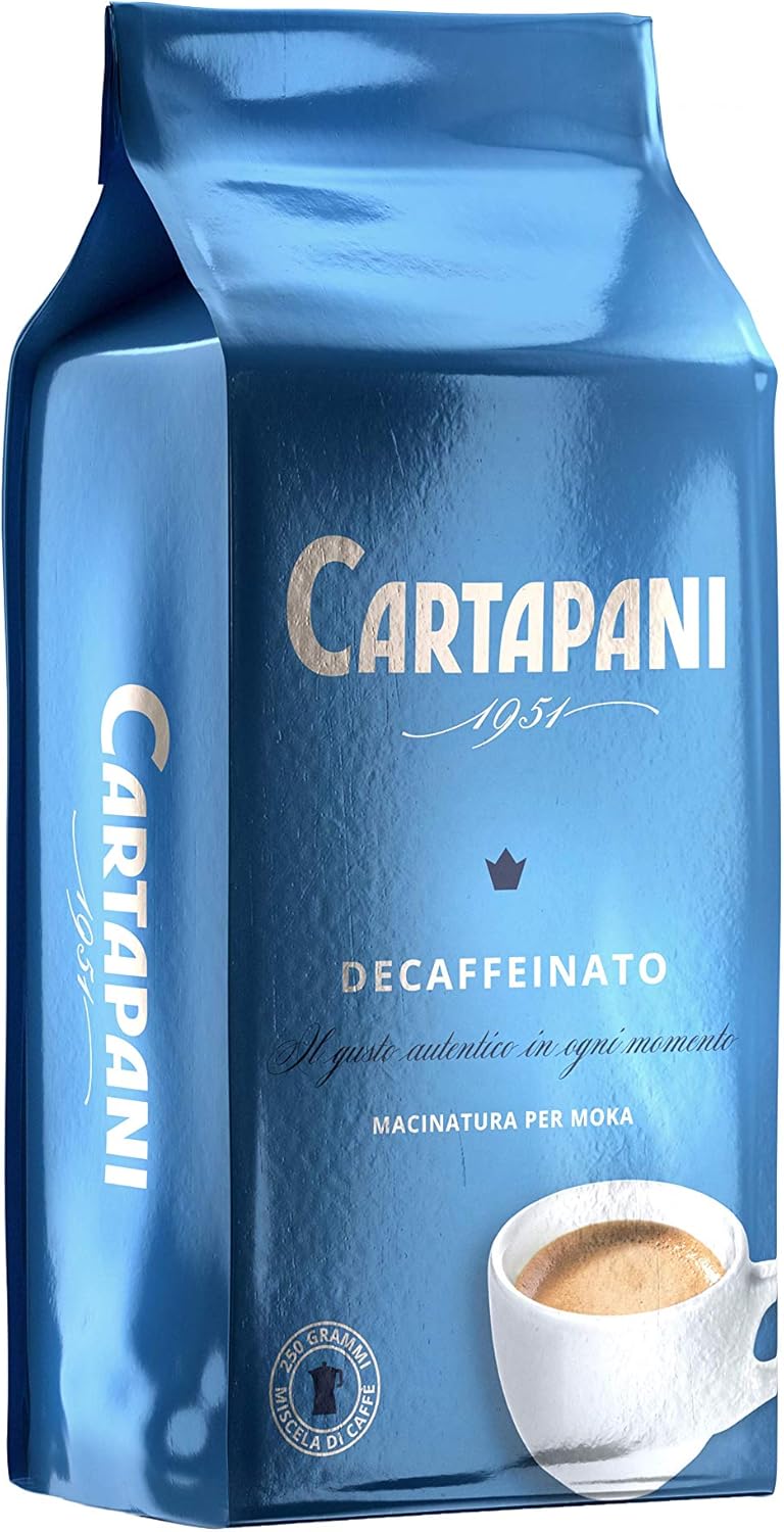 Cartapani 1951 Café décaféiné gourmet, crémeux et velouté, pour cafetière moka, 250 g