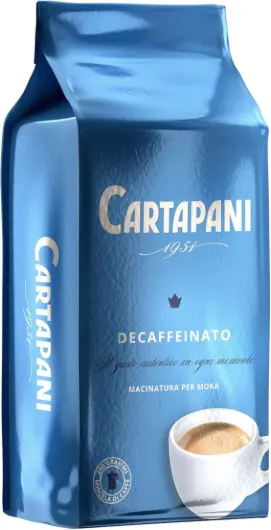 Cartapani 1951 Café décaféiné gourmet, crémeux et velouté, pour cafetière moka, 250 g