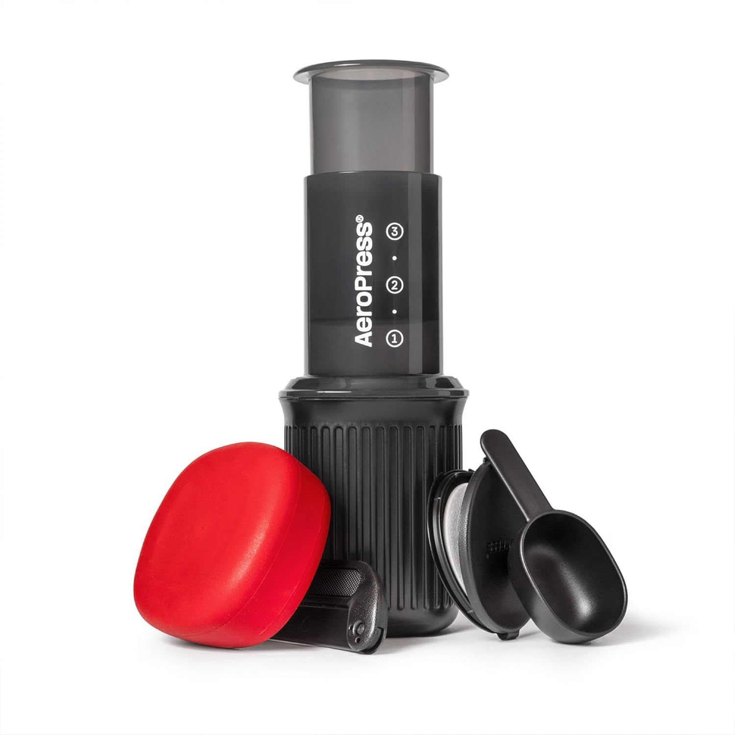 AeroPress Go Kit Presse à Café de Voyage – 3 en 1 : méthode combinée French Press, Filtre et Espresso – Café riche sans dépôt ni amertume – Cafetière compacte idéale pour camping & voyage