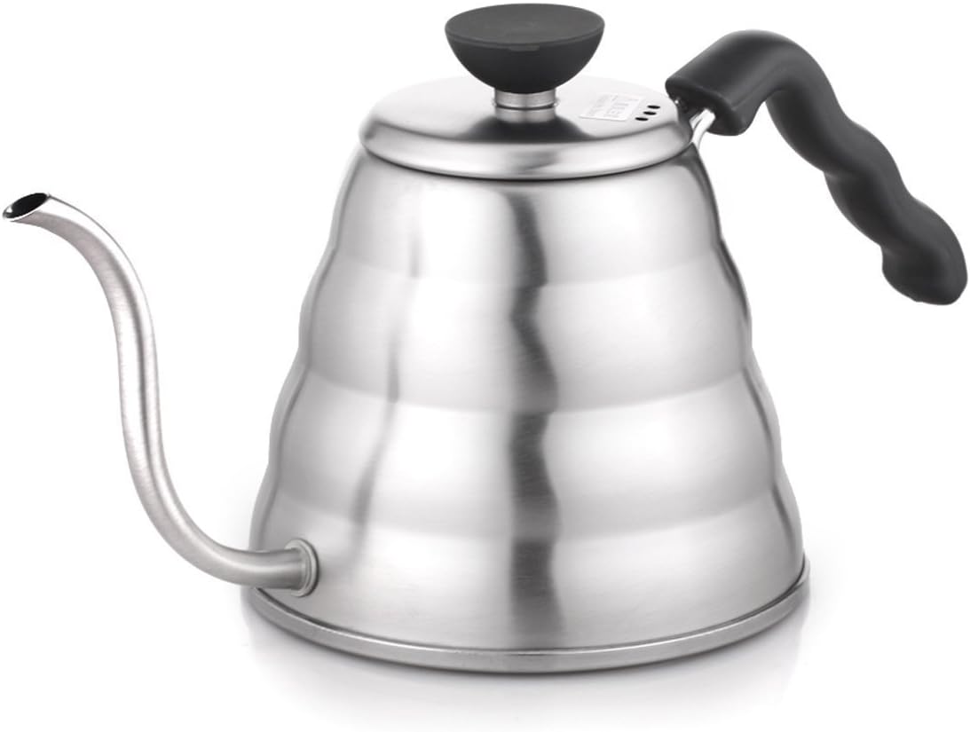 Hario V60 "Buono" Gooseneck Drip Kettle, 1200ml, Silver 1.3 Quarts Stainless Steel, Silver