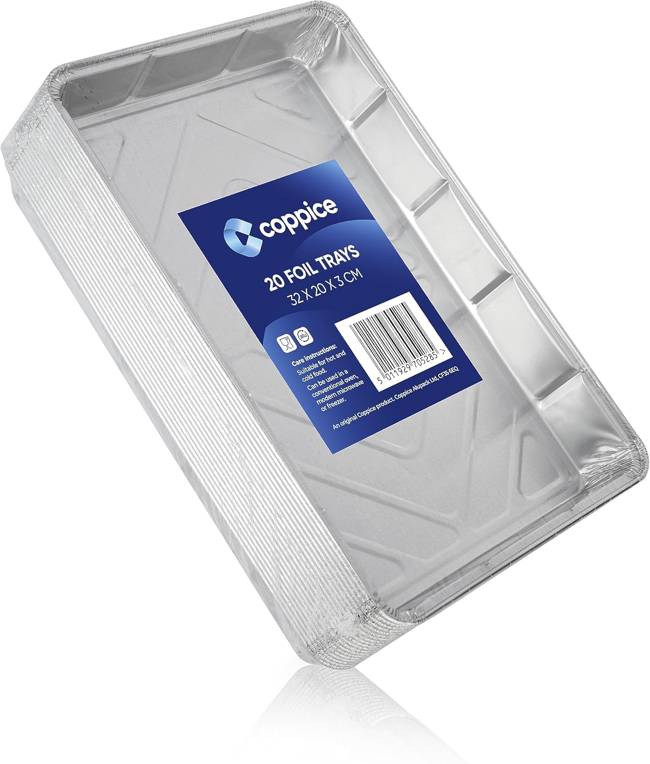 Barquettes Aluminium 32x20x3cm - Lot de 20 - Barquettes Jetables pour Cuisson, BBQ, Congélation, Four, Micro-ondes & Friteuse à air - Aluminium Alimentaire Recyclable et Réutilisable 20 Trays