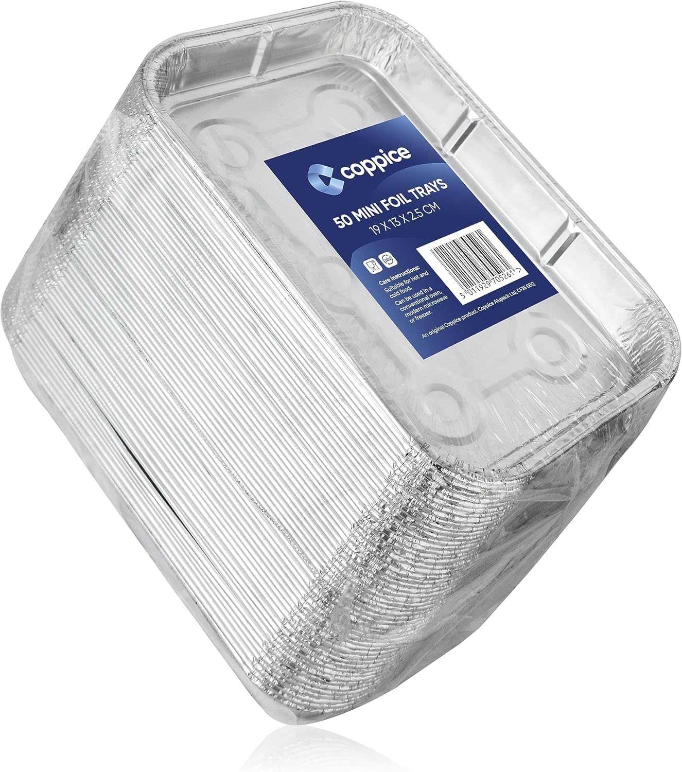 Mini Barquettes Aluminium 19x13x2,5 cm - Lot de 50 - Jetables, Cuisson, BBQ, Congélation, Four, Micro-ondes, & Friteuse à air - Aluminium Alimentaire Recyclable, Réutilisable 50 Trays