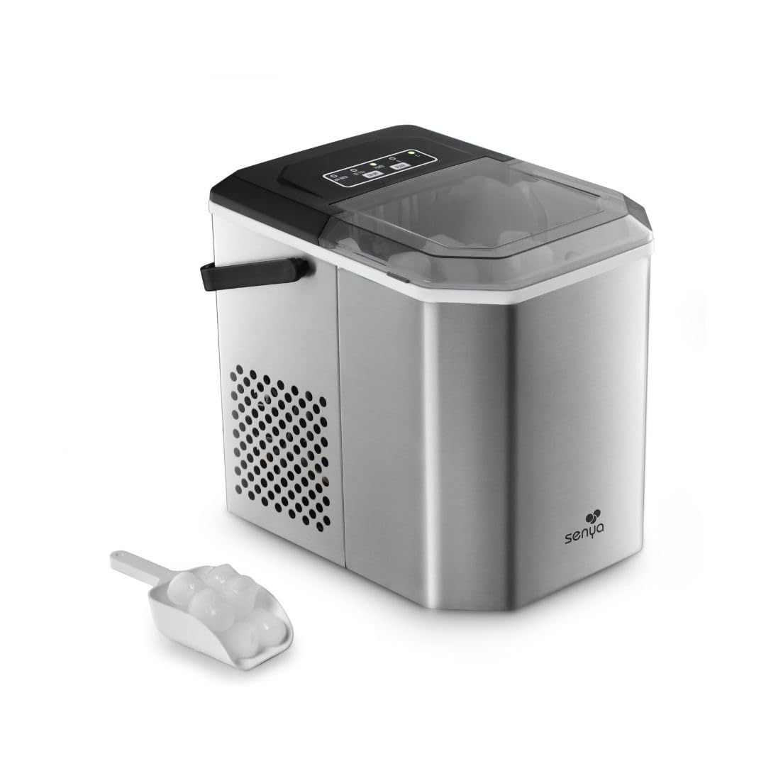 Machine à Glaçons, 2 Tailles de Glaçons, Jusqu'à 12kg en 24h, Réservoir 1,3L - Écran LED - Détection Infrarouge - Acier Inoxydable