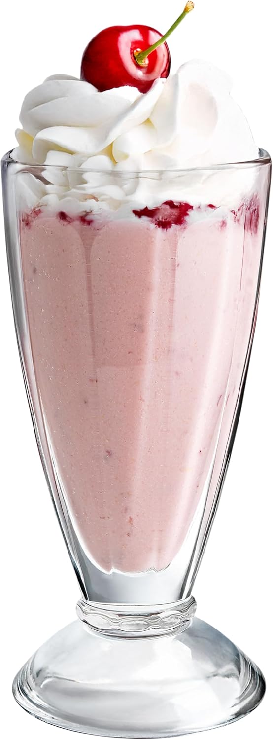 KONZEPT Coupe à glace 300ml – Lot de 6 coupes en verre épais avec pied, idéales pour desserts, milkshakes, smoothies et yaourts – Usage domestique ou professionnel
