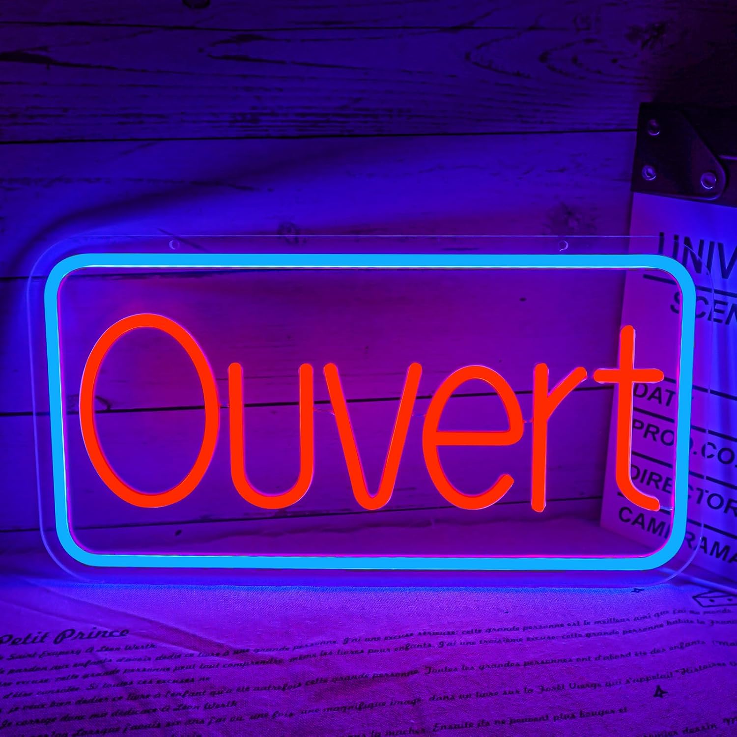 Enseigne Lumineuse Néon "Ouvert" Pour Décoration Murale, Plaque de Porte "Open" LED Alimenté par USB avec Interrupteur à Intensité Variable Pour Bars, Cafés, Restaurants, Hôtels(Ouvert)