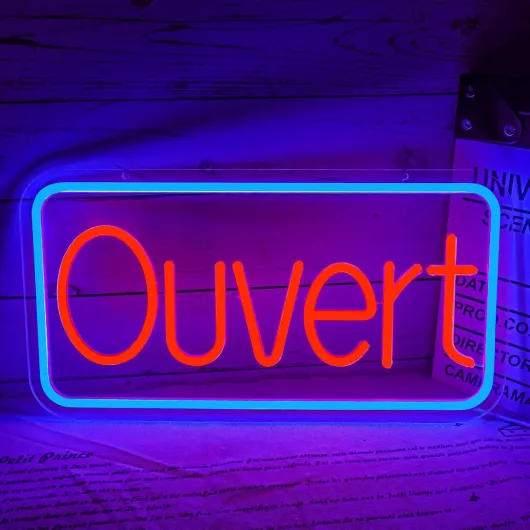 Enseigne Lumineuse Néon "Ouvert" Pour Décoration Murale, Plaque de Porte "Open" LED Alimenté par USB avec Interrupteur à Intensité Variable Pour Bars, Cafés, Restaurants, Hôtels(Ouvert)