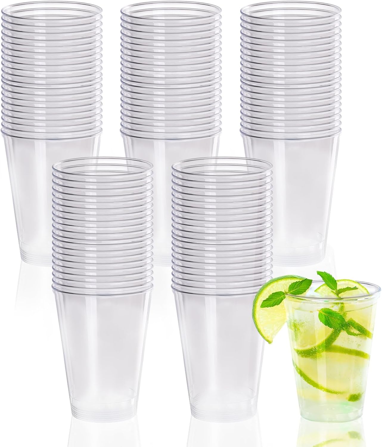 100 Pièces Gobelets en Plastique Dur, 240ML Verres de Fête en Transparents, Résistants & Réutilisable Verre Tasses, Gobelets pour Boissons, Champagne, Vin, Desserts, Anniversaires, Noël, Fêtes Transparent 240ml, 100 Stück