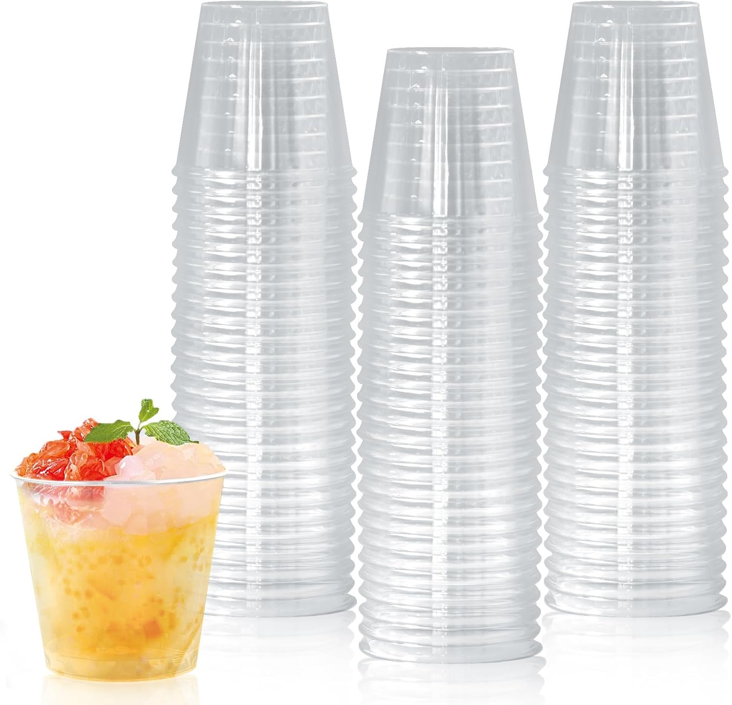 Lot de 100 gobelets réutilisables, 30 ml, en plastique, incassables, pour vin, café, boissons, milkshakes, dégustation de fêtes