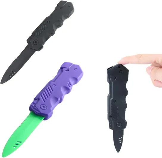 2 Pièces Couteaux Rétractables En Plastique, Tour De Magie Enfant, Faux Couteaux Rétractables,Accessoires De Tours De Magie De Farce Poisson D'Avril (2Forme)