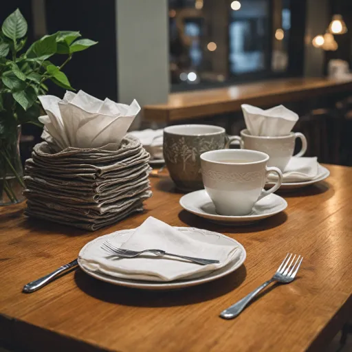 Techniques efficaces pour plier des serviettes en tissu dans un café professionnel