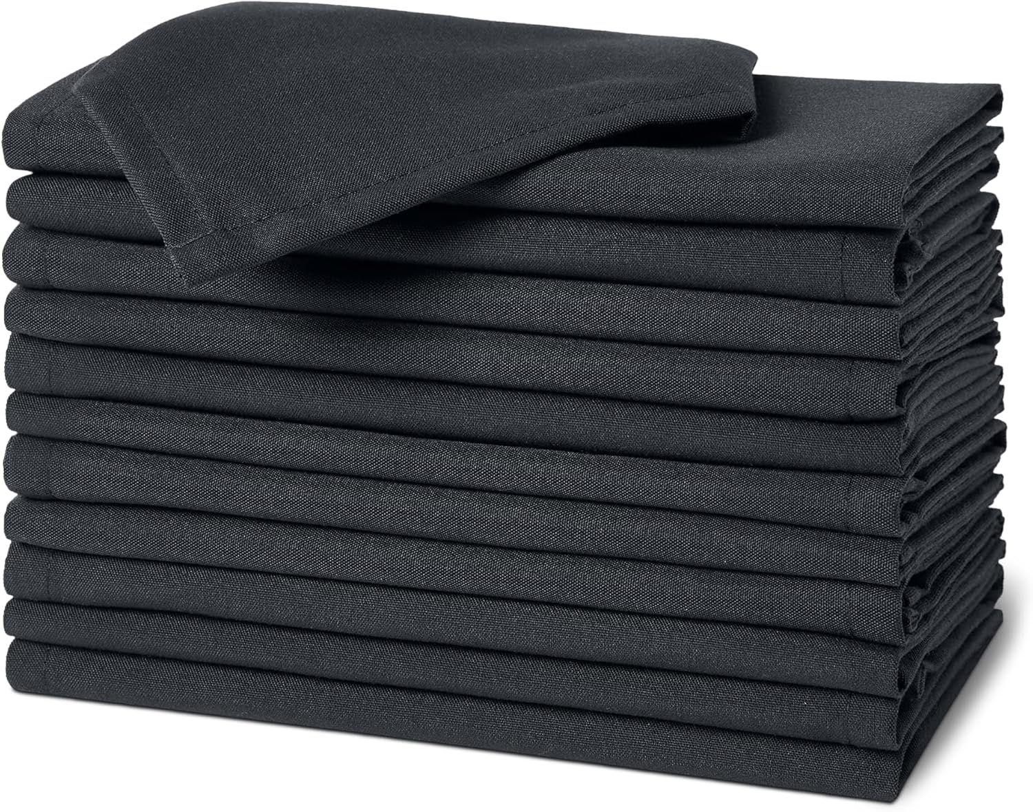 Serviettes en Tissu Réutilisables Antitaches et Infroissables, Lot de 12, 43 x 43 cm, Noir