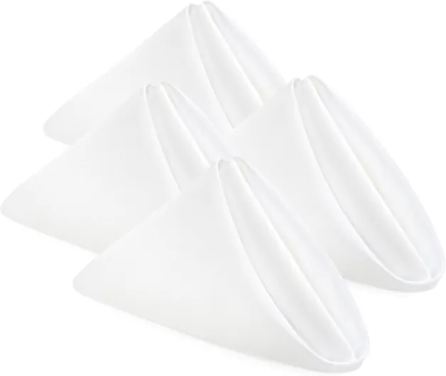 Serviettes en Tissu - Lot de 24 Serviettes de Table en Tissu réutilisables, Douces et Confortables - idéales pour Les événements, Polyester (Blanc, 43x43 cm) 43 x 43 cm(Lot de 24) Blanc