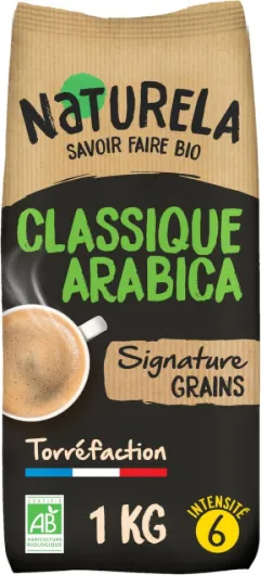 Café Grains Bio - Classique Arabica - 100% Arabica - Gamme Signature - Torréfaction Lente - Fabriqué en France - 1 kg Classique Arabica Signature - 1 Kg