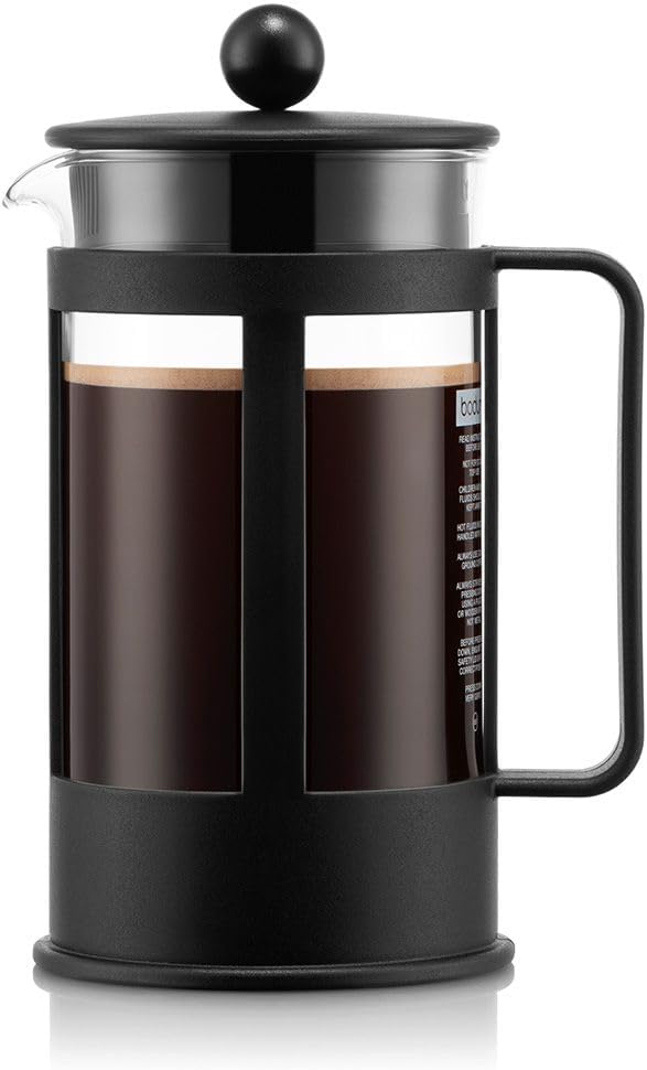 Kenya Cafetière à Piston - 1L / 8 Tasses - Cafetière Manuelle en Verre Borosilicate et Inox - Passe au Lave-Vaisselle - Fabriquée au Portugal 8 Cup
