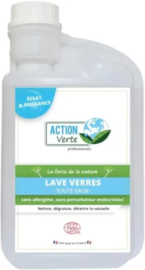 Action verte lave verres Ecocert - Exclusivement réservé aux professionnels 1 l (Lot de 1)