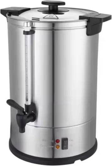 Percolateur à Café Inox Double Paroi 15L – 1500W – Machine Professionnelle 100 Tasses – Chauffe et Maintien au Chaud – Robinet Anti-Goutte – Température 90-92°C – Jauge de Niveau – Panier Café Inox