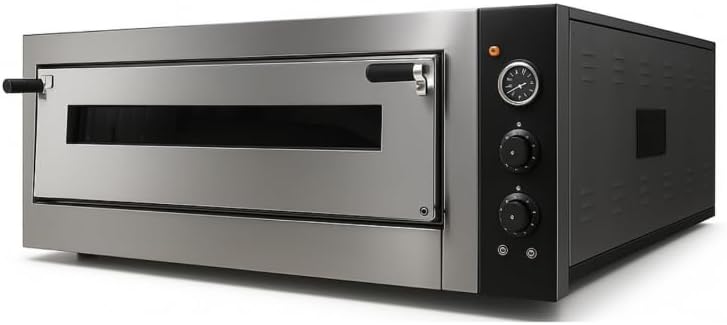 Four à Pizza Électrique Professionnel – 4 x Ø 33 cm – 4,7 kW – Température jusqu’à 450°C – Porte Vitrée – Thermostat Manuel