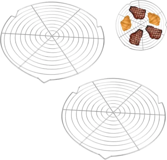 2 Pcs Grille de Refroidissement Pâtisserie, 32.5cm Grille de Refroidissement Ronde en Inox, Grille Patisserie Glacage pour Le Ménage Pâtisserie Café Restaurant