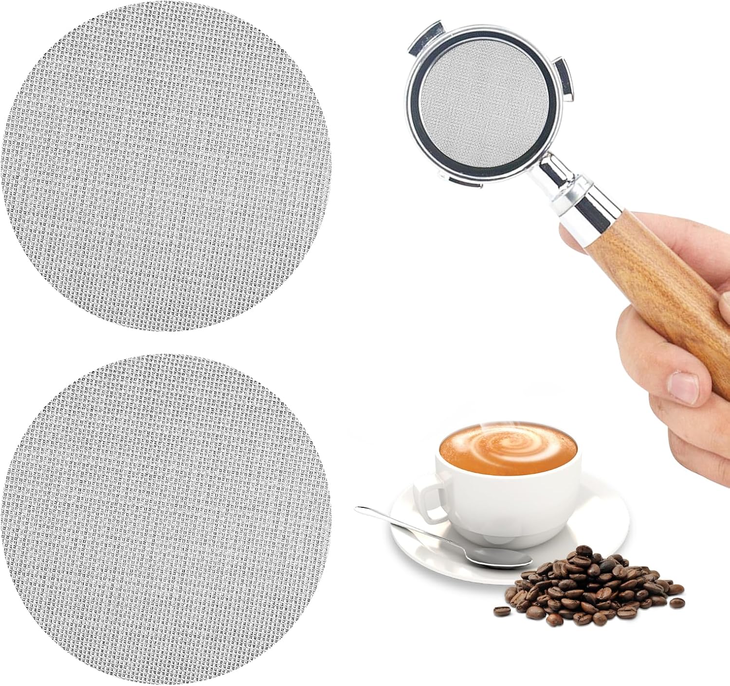 2 Pièces Passoire à Expresso, Passoire à Expresso Réutilisable en Acier Inoxydable, Puck Tamis de 51 mm, Épaisseur 1,7 mm 150 µm, pour Filtre à Café de Barista (51 mm)