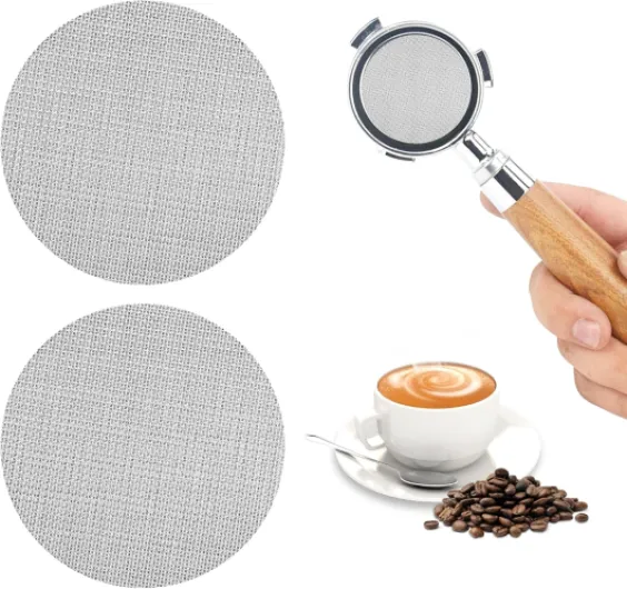 2 Pièces Passoire à Expresso, Passoire à Expresso Réutilisable en Acier Inoxydable, Puck Tamis de 51 mm, Épaisseur 1,7 mm 150 µm, pour Filtre à Café de Barista (51 mm)