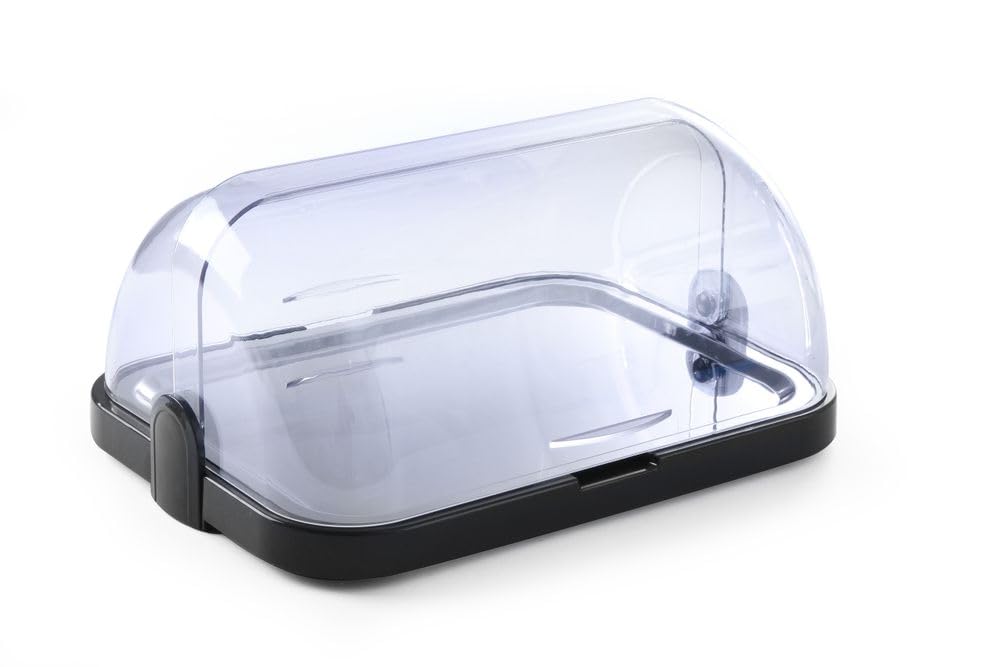 Vitrine réfrigérée de présentation avec couvercle coulissant roll-top, ensemble avec plateau inox et 2 blocs réfrigérants, 440x320x(H)205mm, noir, ABS, SAN Simple