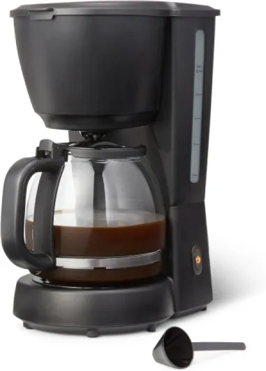 Machine à café filtre, carafe en verre de 1,25 l/10 tasses, garde au chaud pendant 29 min, 1 000 W, noir, prise européenne Cafetière 10 Tasses