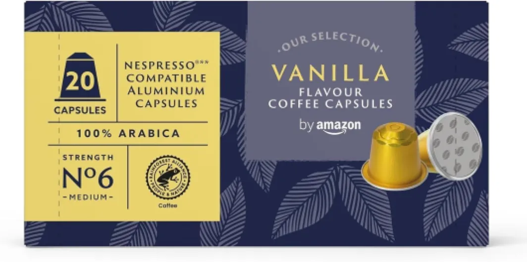 Capsules de Café en Aluminium Aromatisées à la Vanille, Compatibles Nespresso, 20 Capsules (1 Paquet de 20) – Certifiées Rainforest Alliance Vanille 20 unité (Lot de 1)