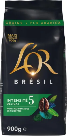 L'OR, 900G Café en Grains Sélection Perle du Brésil, 100% Arabica, Intensité 5 de Torréfaction Brésil 900 g (Lot de 1)