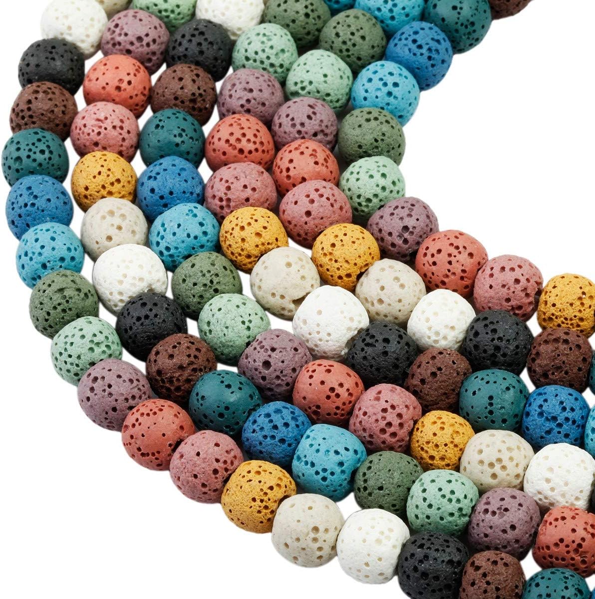 Multicolore Perle Pierre Lave 8mm,Rondes Perles en Vrac Pierres pour Bracelet Aromathérapie Collier Fabrication de Bijoux DIY #1-8 mm