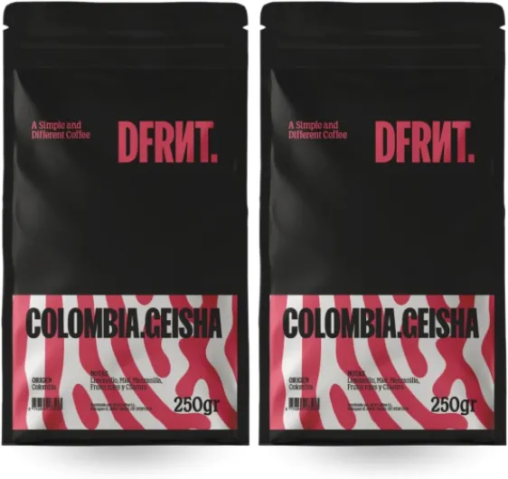 DFRNT - Geisha Brew 500 g – Café en Grains 100% Arabica – 85 Points SCA – Café de Spécialité de Colombie – Notes Florales et Fruitées – Idéal pour Filtre – Torréfaction Récente en Espagne Geisha Brew 500 g (Lot de 1)