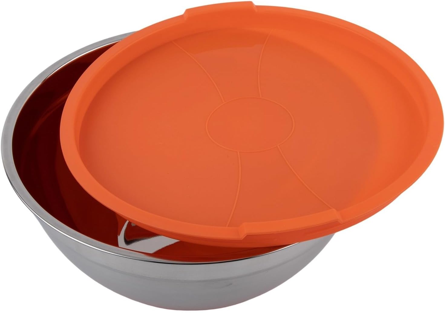 Saladier professionnel en acier inoxydable équipé d'un couvercle inférieur en silicone pour une préparation et un service sûrs et faciles des aliments (26 cm) 26cm