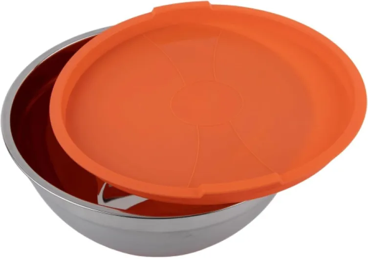 Saladier professionnel en acier inoxydable équipé d'un couvercle inférieur en silicone pour une préparation et un service sûrs et faciles des aliments (26 cm) 26cm