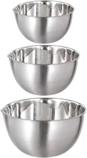 Lot de 3 Bols Mélangeurs en Acier Inoxydable Saladier avec Bec Verseur et Mesure Bol en inox Bol de Cuisine 1,5L/ 3L/ 5L, Empilable