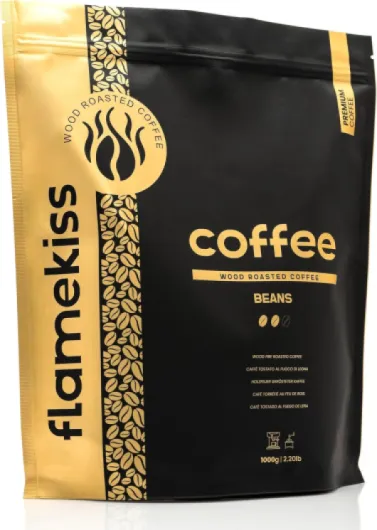 Flamekiss Grains de café 1 kg - Grains d'espresso Arabica et Robusta torréfiés au feu de bois de qualité supérieure pour une expérience de café en grains entiers riche et aromatique