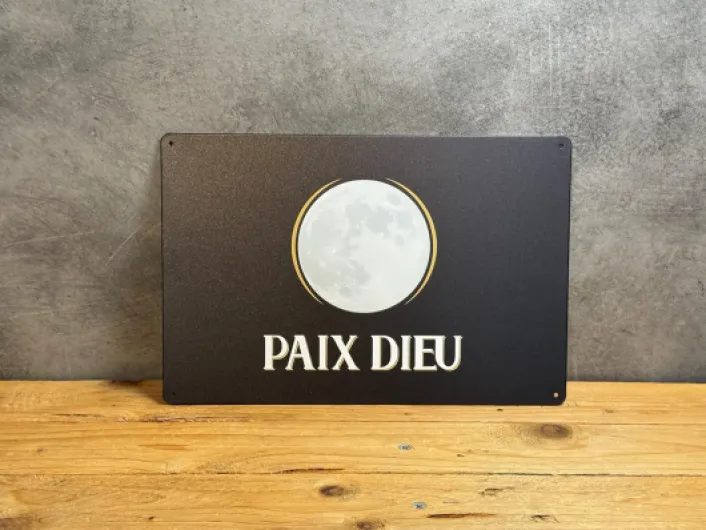 PLAK2L -Plaque Métal Vintage Décorative Biere Lune Paix Dieu - 30x20cm